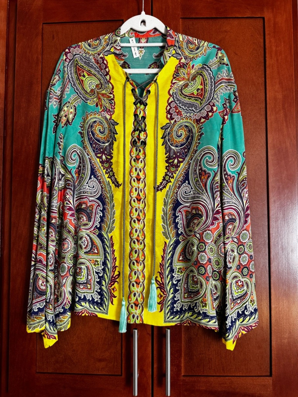 Etro Oversized Mixed Paisley Print Blouse Silk blend made in Italy – Size M/L